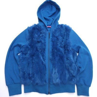 Jennyfer. J Rabbit Fur Hoodie Jacket Size Small Y2K Luxury 90s