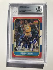 1986 FLEER MAURICE LUCAS Autographed card Beckett Authentic BAS 86/87 Signed PIC