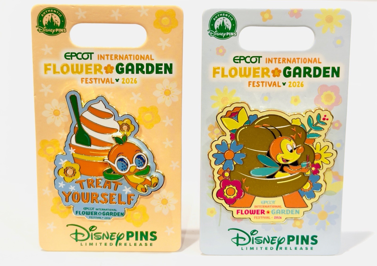 2026 EPCOT Flower & Garden Orange Bird LE Pin Set Disney Parks