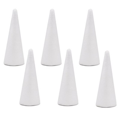 Foam Tree Cones 6 Pack 2.75x7.87Inch Polystyrene for Christmas Project