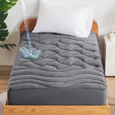 SLEEP ZONE Waterproof Mattress Pad Twin, Breathable Mattress Topper Quilted F...