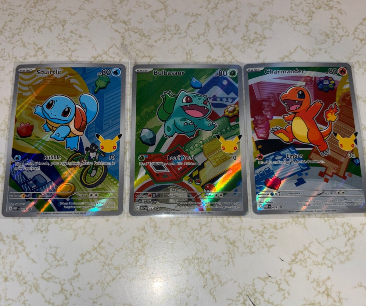 2026 Pokemon 30th First Partner Promos Set Charmander, Squirtle