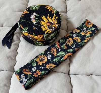 VERA BRADLEY Hair Accessories Round Zip Case & Headband In Sunflower Pattern