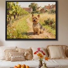 Oil Painting Yorkshire Terrier Dog Canvas Print Rustic Dog Art Wall Decor