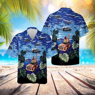 Us Air Force Bell Uh 1n Twin Huey 1st Helicopter Squadron Hawaiian Shirt 8211 Be