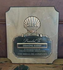 Vintage SHELL Motor Oil Co Gas Station Valued Business Assoc. Award Sign Plaque