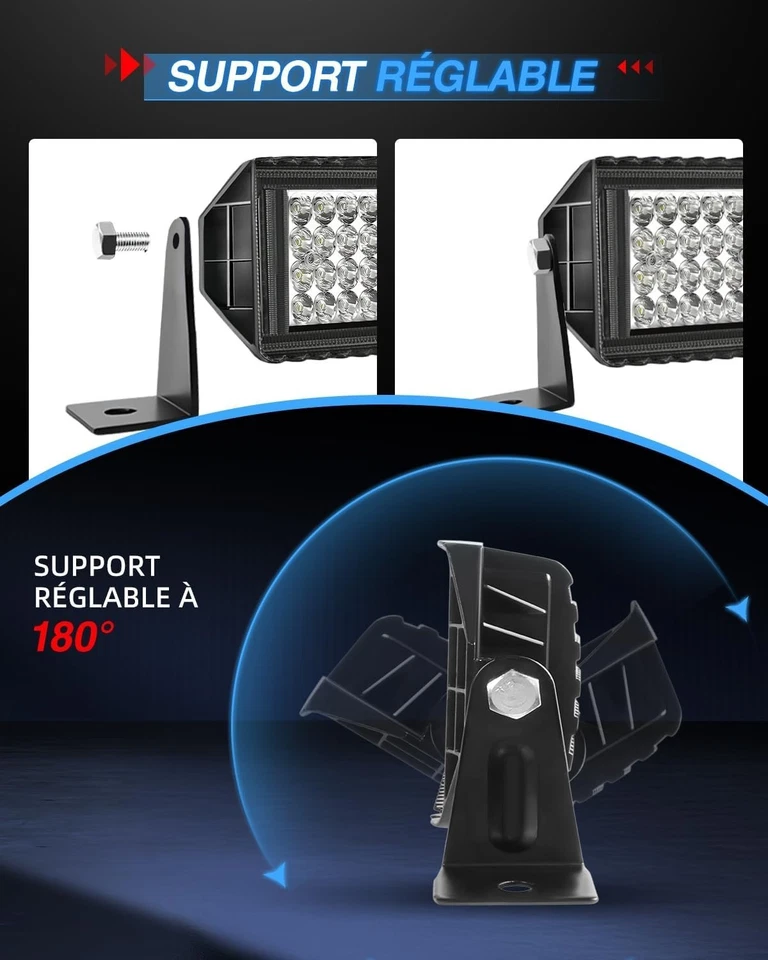 Rampe LED 4x4 20'' 60W 4 Rangées 6500K 8000LM, Braveway 60WX4 - Photo 3/4
