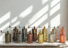 Turkish Black Pepper Grinder - Set of 2, Manual Hand Mill 4.3" / 3.2" Height