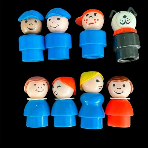 Vintage Fisher Price Little People Lot of 8 Figures Mom, Kids, Dog , Mailmen