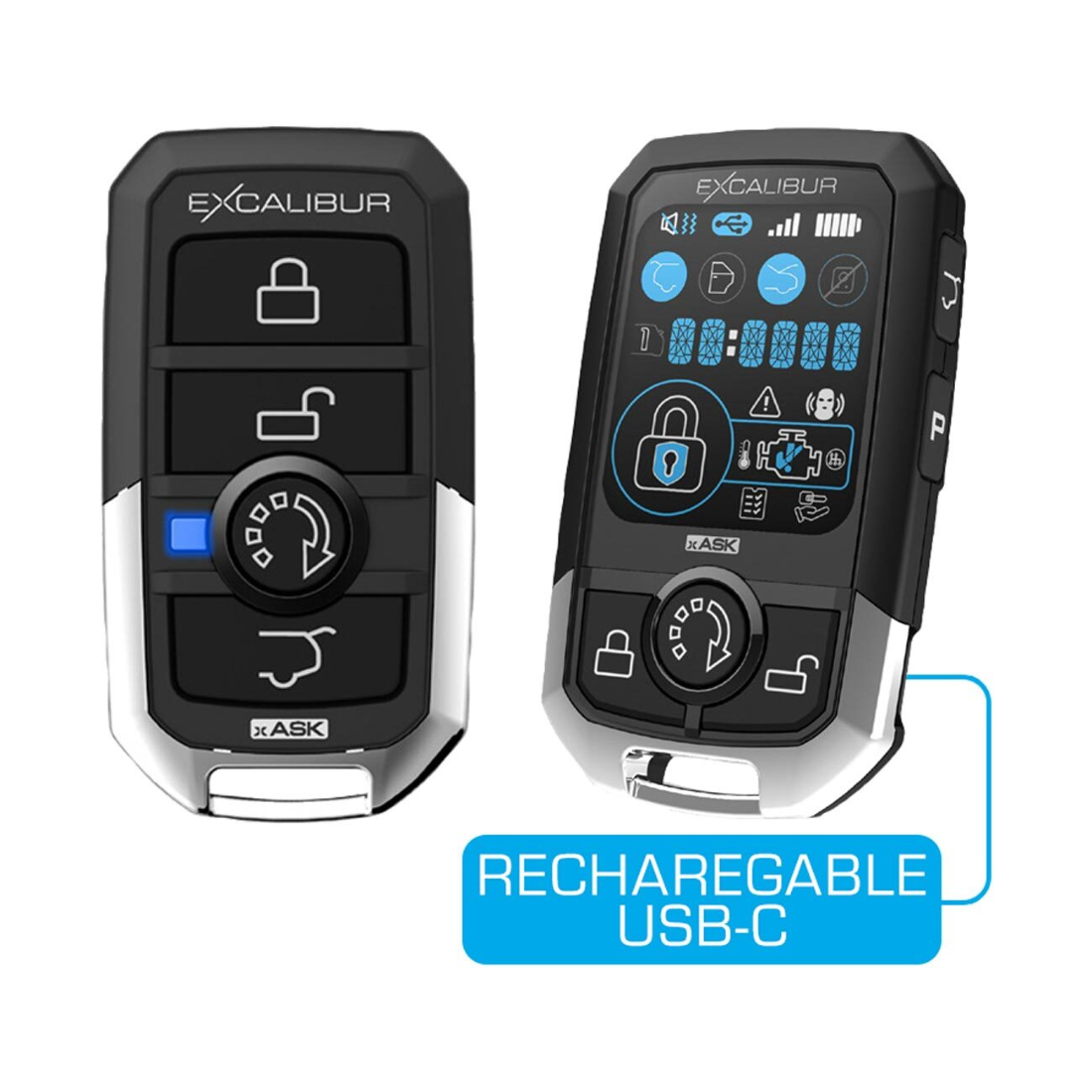 Omega Excalibur AL-1880-3D 2-Way Alarm Keyless Entry 3-Color LCD
