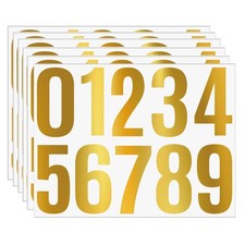 Gold Vinyl Number Stickers 0-9 4 Inch Large Peel And Stick Decals 6 Sheets ...