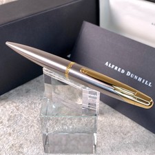 Dunhill Ballpoint Pen Large AD2000 Brushed Silver Gold Finish with Box & Card