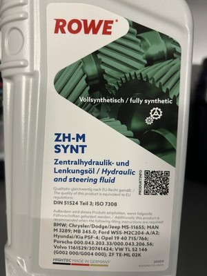 2 Liter ZH-M SYNT Zentralhydraulik- und Lenkungsöle Servoöl Hydraulik 30509 Rowe
