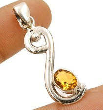 Natürlicher goldener Citrin 925 massiv Sterling Silber Anhänger Schmuck 