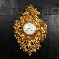 Japy Freres Rococo Gilt Bronze Antique French Cartel Wall Clock - Fully Restored