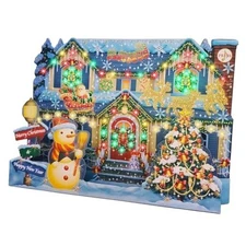 3D Christmas Pop-Up Card – Light-Up Holiday Home with 59 LEDs, Plays 6 Songs, 