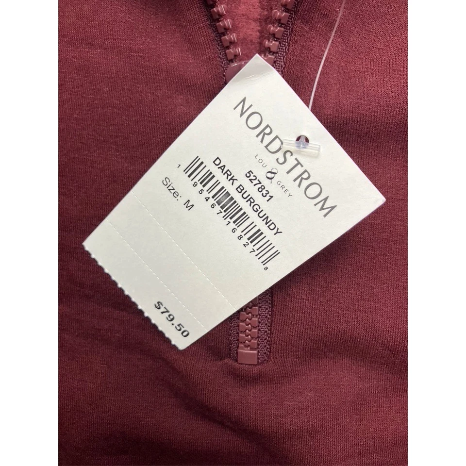 Sudadera Lou & Grey Nordstrom Borgoña Oscura Cuarto Cremallera Felpa Talla M Nueva Foto 2 de 4