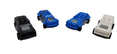2014 Mega Bloks Brands GMI Plastic Toy Cars 3'' lot of 4, preowned