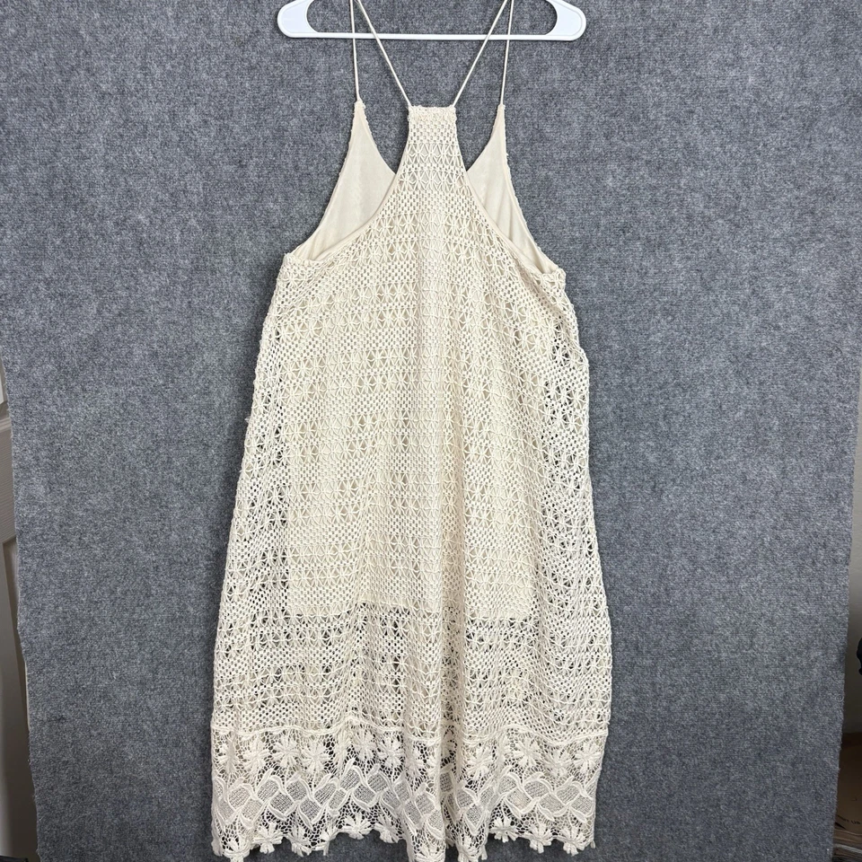 Vestido H&M Mujer Talla 12 Crema Crochet Boho Hippie Artístico Playa Foto 2 de 4