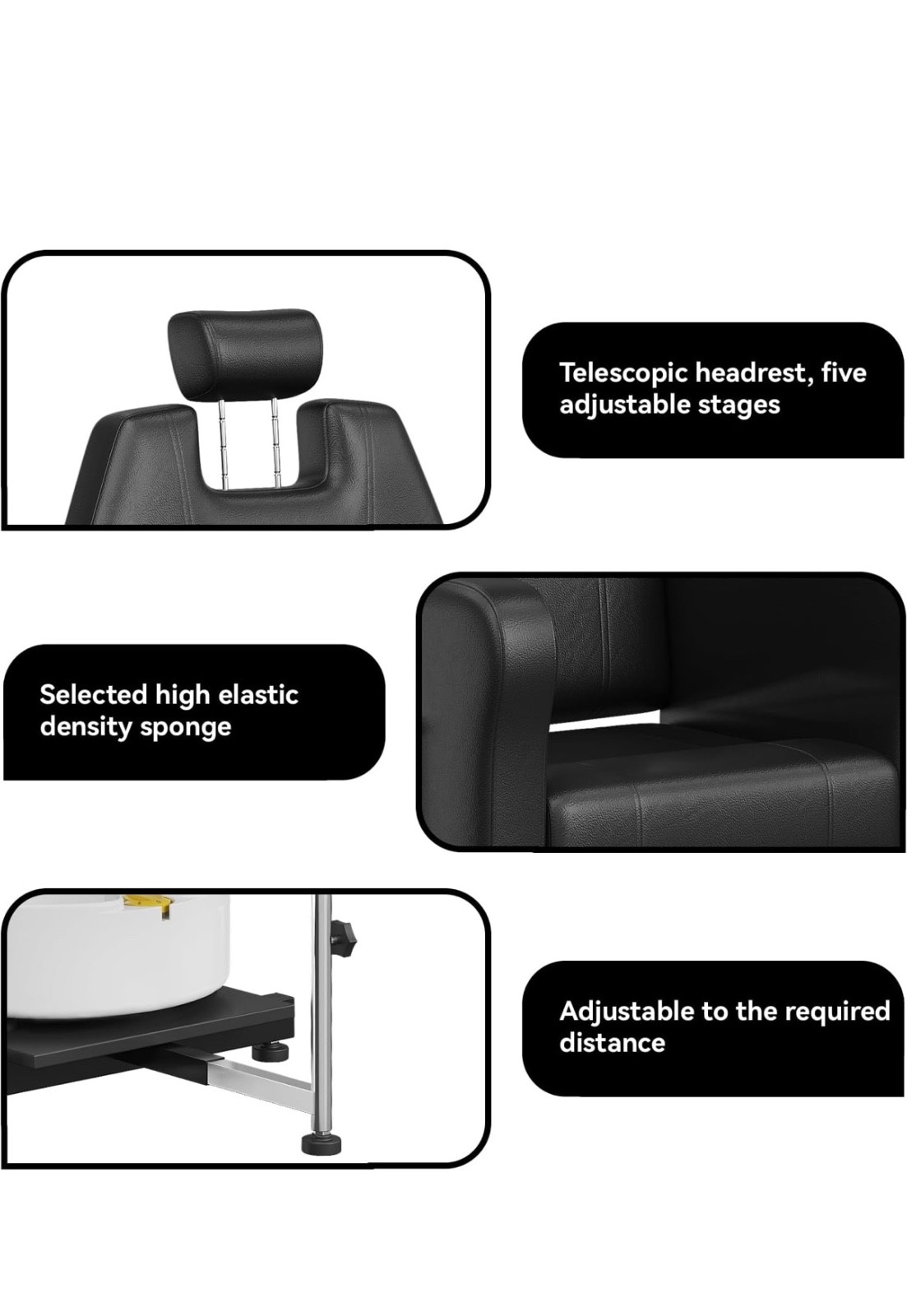 Pedicure Chair, Hydraulic Adjustable Pedicure Chair with 360° Rotation