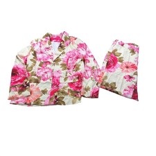 NWOT Floral Blazer  Wide Leg Pants Matching Set XL Linen Blend Pink White