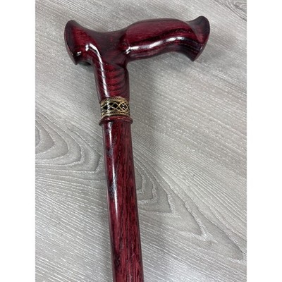 Asterom Oak Walking Cane 37'' Hand Made Ergonomic Wood Men Women Mahogany Finish