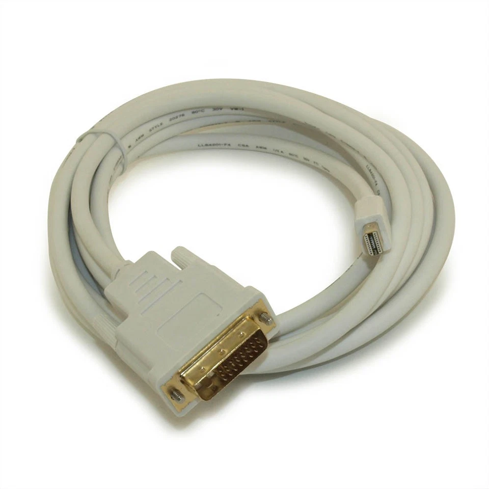 10ft Mini DisplayPort Cable to DVI 30AWG Gold Plated  White - Image 2 of 2