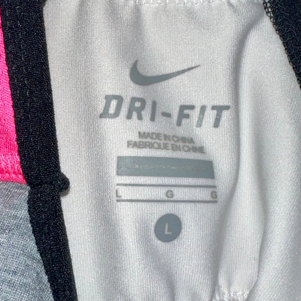 Nike Girls Dri-Fit Built-In Bra Grey Pink Tank Top Size Large - Image 3 of 4