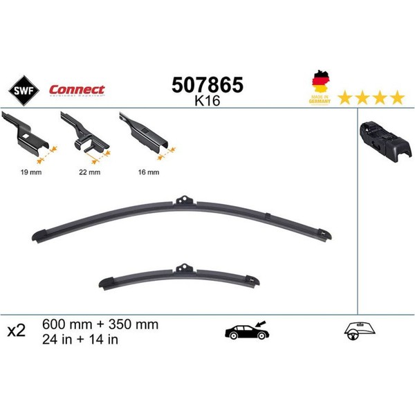 Swf 507865 Wischblatt FüR Abarth Fiat Ford Renault 500C 595C 695C 500 595 695-image