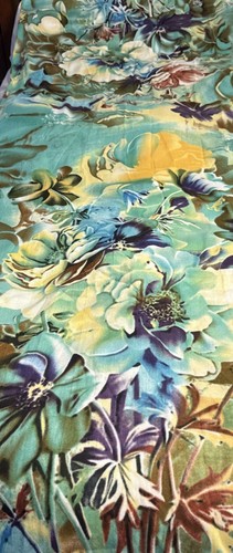 Floral Cashmere Scarf/shawl In Multicolor Blue Print Flowers - Picture 1 of 5