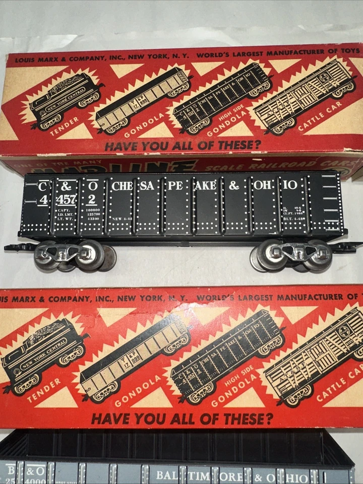 3 Marx MARLINES 3552-3553-3582 Metal O-gauge Freight Cars IN BOXES Tank Gondola - Image 4 of 4