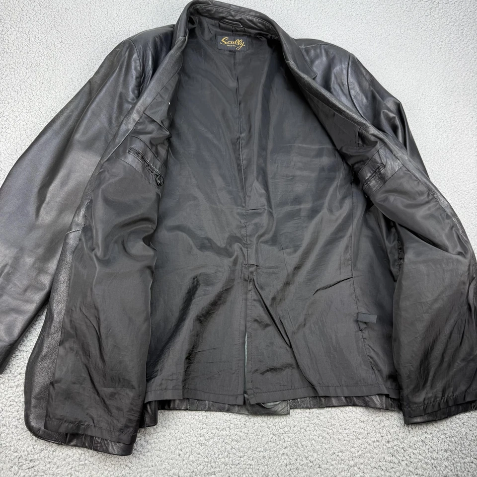 Chaqueta Blazer de Cuero Scully para Hombres 44 Negra 2 Botones Muesca Solapa Bolsillos con Solapa Foto 3 de 4