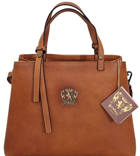 🌞PRATESI FIRENZI ITALIAN DESIGNER COGNAC BROWN LEATHER X-BODY SATCHEL BAG🌺NWT! - Picture 3 of 16