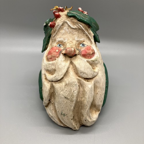 Vintage 1998 House of Hatten Santa Head Christmas Ornament - Holly Berry Crown - Bild 3 von 12
