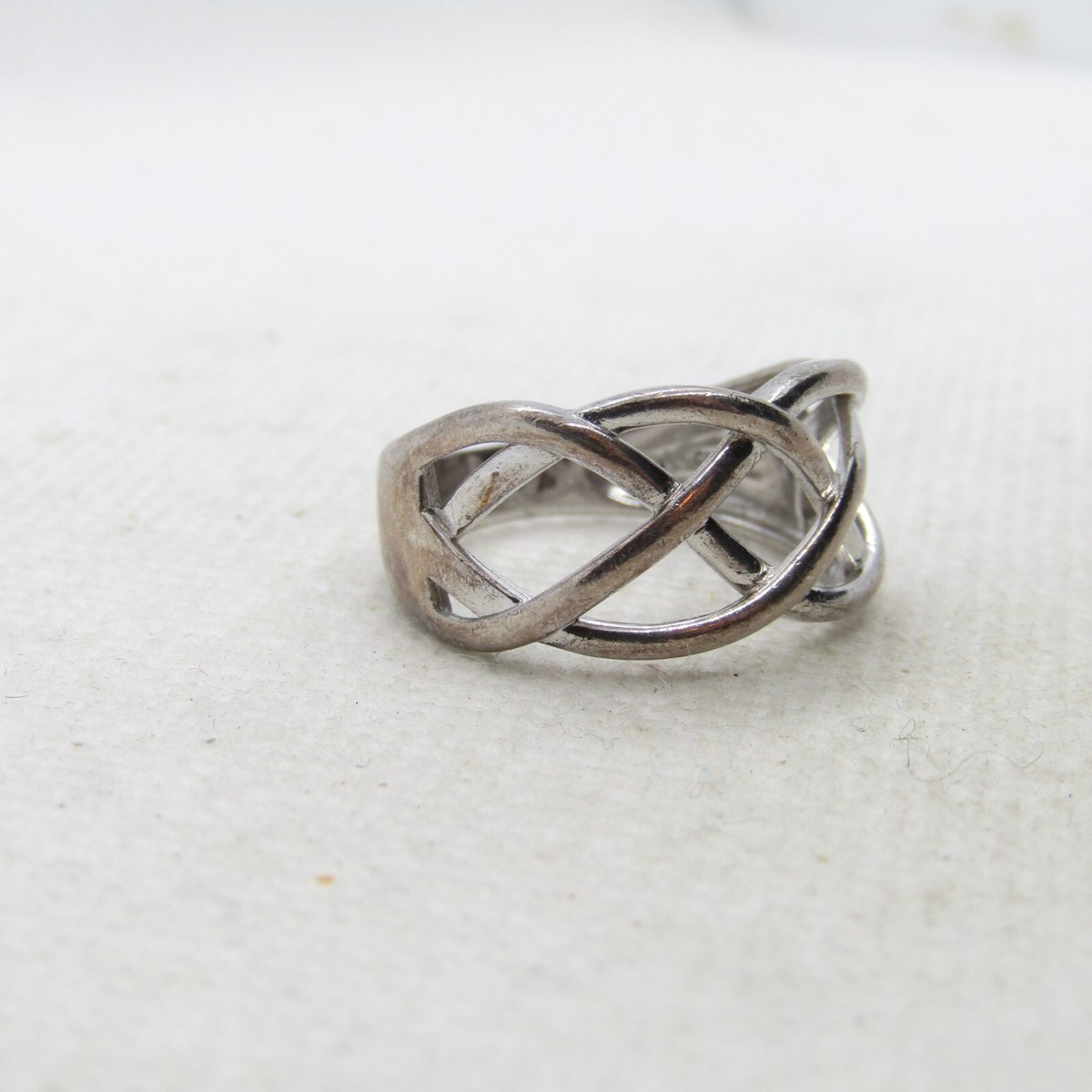 DL China Sterling Silver 925 Braided Thick to Thin Band Ring Size