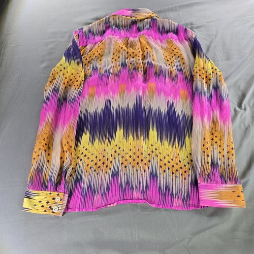 Anthropologie Top Womens 4 Pink Purple Yellow Tie Dye Silk Sani Psychedelic Boho - Picture 3 of 10