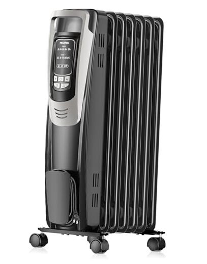 Radiator Heater for indoor use Large Room with Remote, Silver Standard