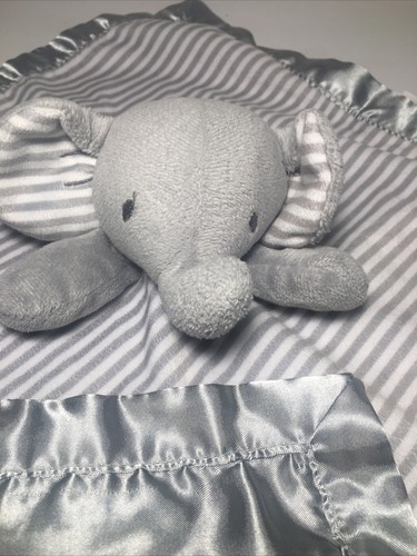Circo Elephant Lovey Security Blanket Gray White Striped Plush - Picture 5 of 7