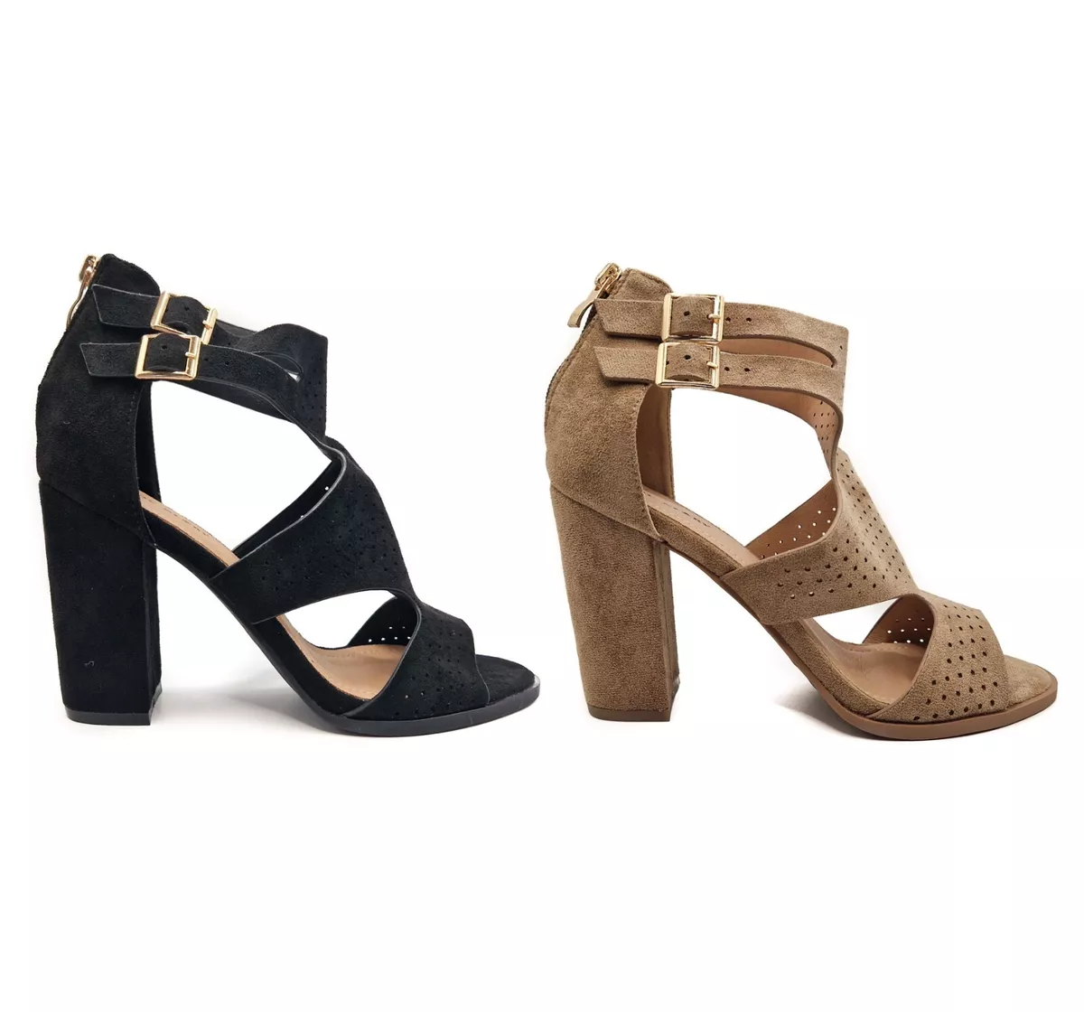 Ladies tan heeled sandals sale