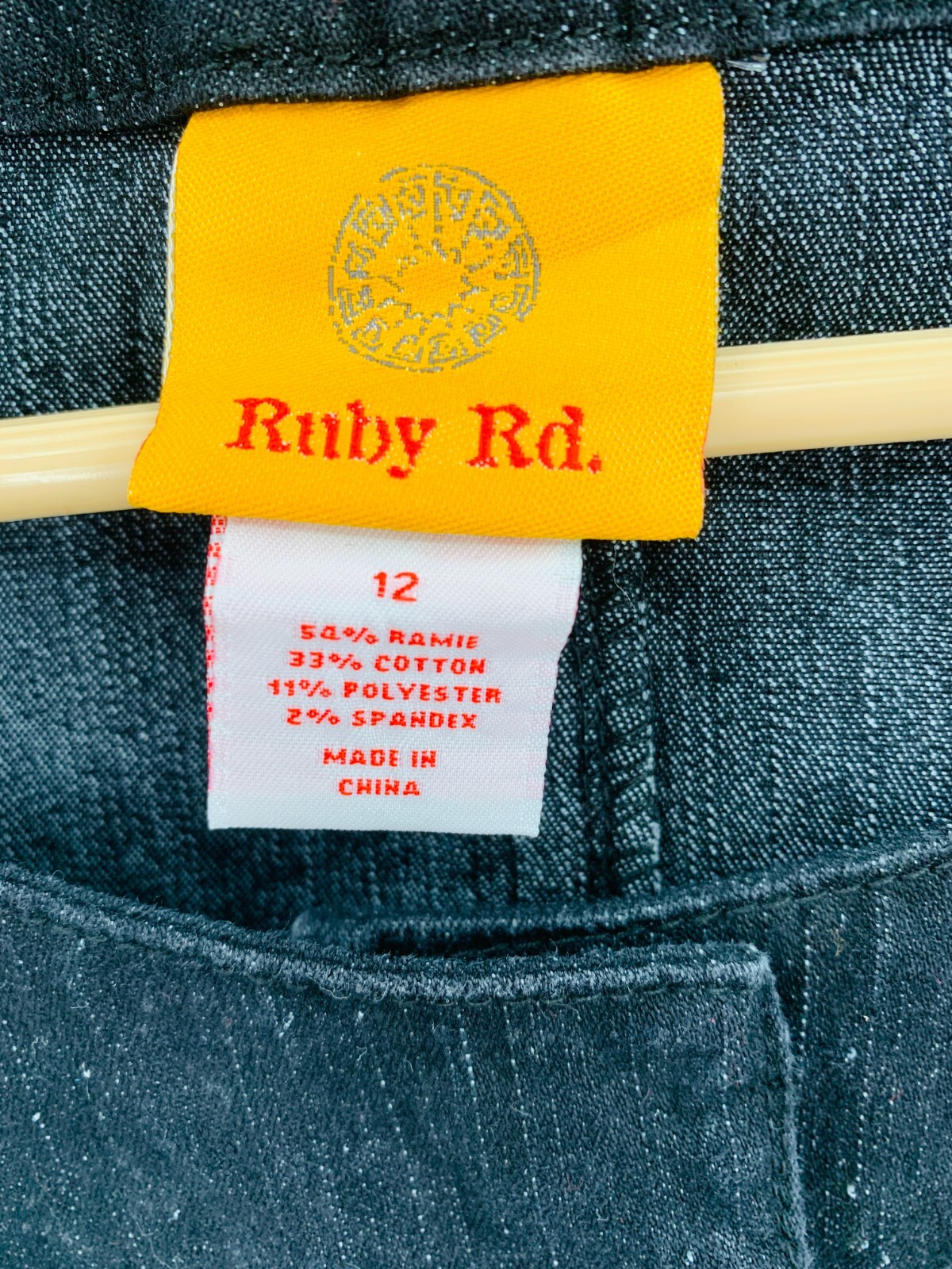 Ruby Rd. Collarless Black Denim Jacket Size 12 St… - image 2