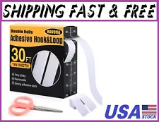 30Ft x 1 Inch Heavy Duty Hook and Loop Strips with Adhesive - Double Rolls, Self