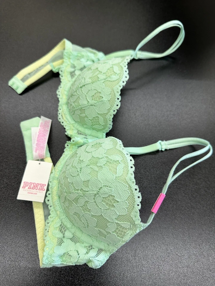 Victoria's Secret ROSA Sujetador Push Up Encaje 32A NUEVO Foto 3 de 4