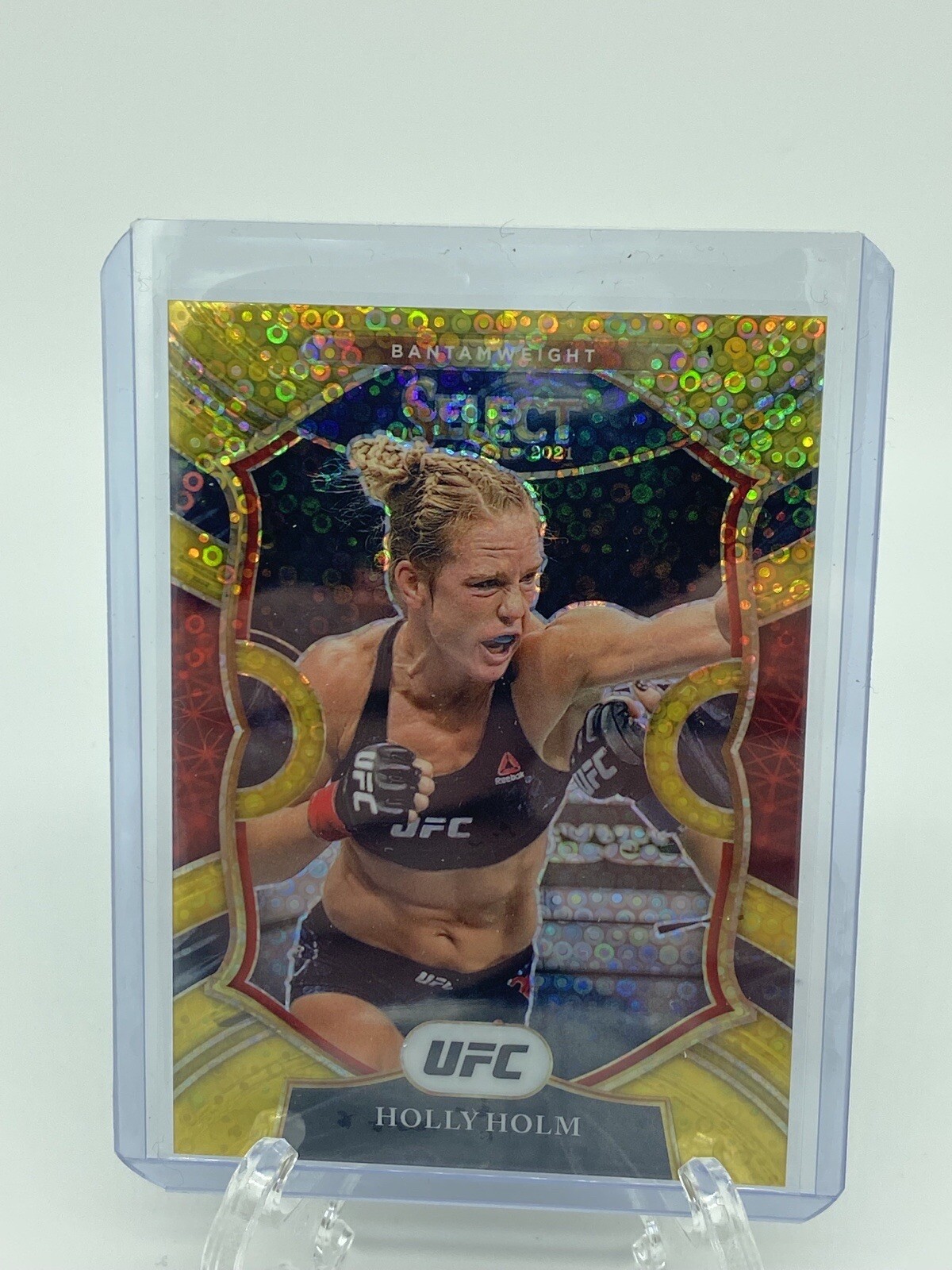 Holly Holm 2021 panini select prizm concourse gold disco 9/10