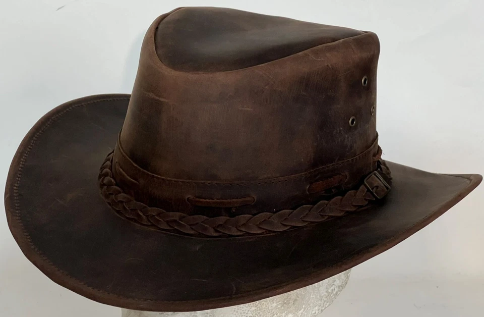 Rustic  Leather Hat  Cowboy, Cowgirl Hat Western Hat For Men & Women - Image 2 of 4