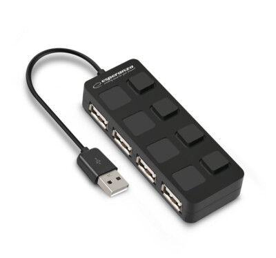 USB Hub 4 Port 4fach-Hub Verteiler einzeln schaltbar 5V 480 mbps Multihub Lader