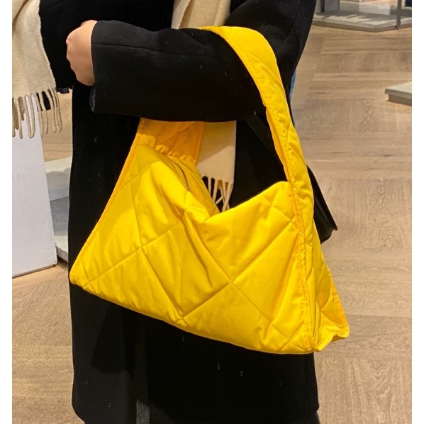 Yellow quilted bag sales