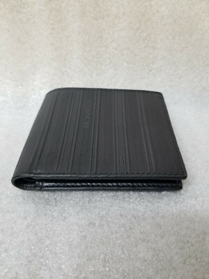 COACH BLACK LEATHER BLEECKER LEGACY EMBOSSED SLIM BILL FOLD WALLET 
