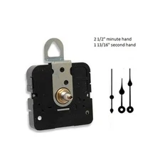 Clock Movement Mechanism With 2 1/2" Black Spade Hands for 1/4" thick dials