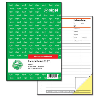 SIGEL SD011 Lieferschein A5, 2x40 Blatt, selbstdurchschreibend, 1er Pack OVP