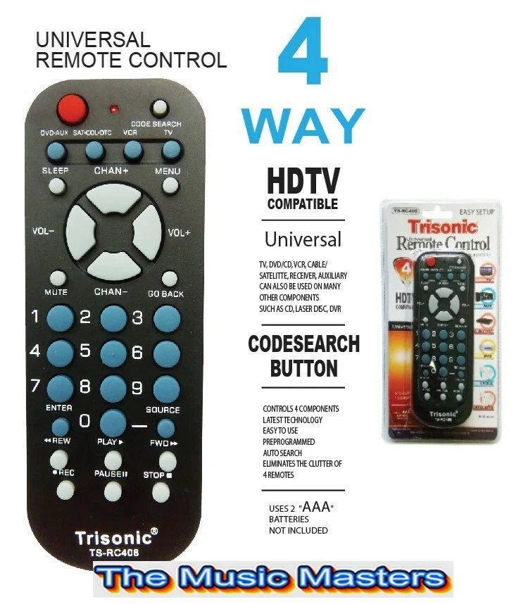 2X Universal 4 Vías LED HDTV Smart TV Control Remoto 4 Dispositivos TV, Cable, VCR, DVD Foto 3 de 4